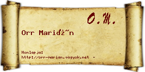 Orr Marián névjegykártya